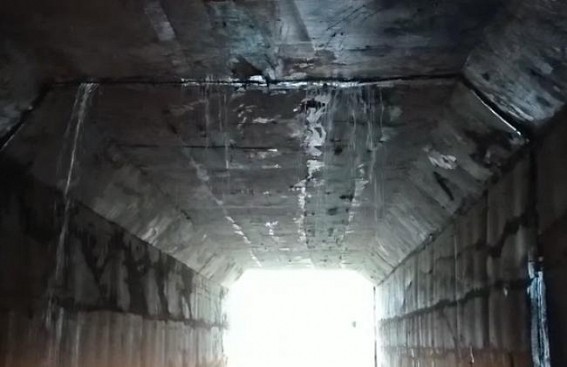 Poor quality Railway Bridge constructed, water falls under the railway bridge from above like stream, North Sonaichari, Belonia Poor quality Railway Bridge constructed, water falls under the railway bridge from above like stream, North Sonaichari, Belonia