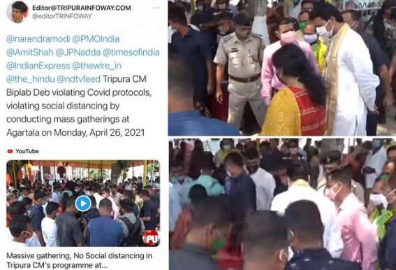 TIWN Editor lambasts Tripura CM for violating Social Distancing, breaking COVID protocols amid National Covid Emergency, Editor tweets to PM Modi, HM Amit Shah TIWN Editor lambasts Tripura CM for violating Social Distancing, breaking COVID protocols amid National Covid Emergency, Editor tweets to PM Modi, HM Amit Shah
