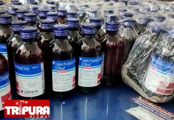 Huge quantity of cough syrup bottles was seized from a Vehicle at Shekerkote Huge quantity of cough syrup bottles was seized from a Vehicle at Shekerkote