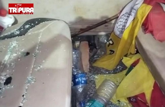 Attack on Tipra Motha Bishalgarh Candidate in Agartala, Vehicle Vandalized: Protest staged in front of Police Headquarter : 1 Arrested Attack on Tipra Motha Bishalgarh Candidate in Agartala, Vehicle Vandalized: Protest staged in front of Police Headquarter : 1 Arrested