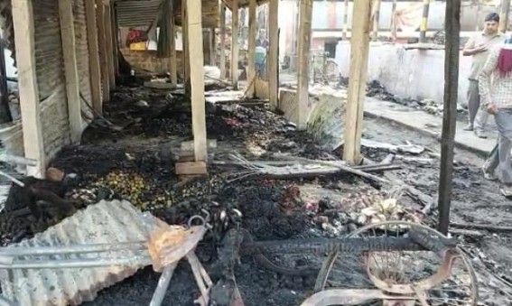 9 shops, 2 houses burnt in Belonia 9 shops, 2 houses burnt in Belonia
